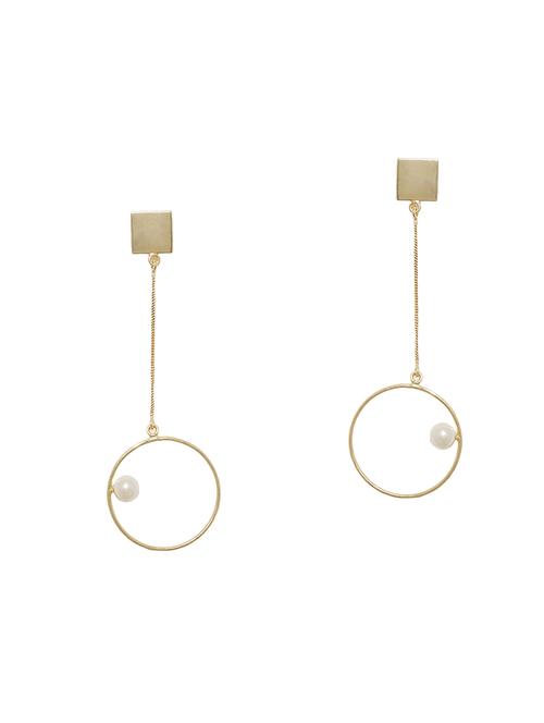gold metal drop earring - 16140423 - Very Small Image - 1
