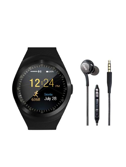 zoom star round dial smart watch(y1 smart) & akg headset combo - 16140505 - Very Small Image - 1