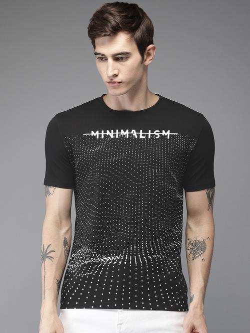 black cotton front print tshirt - 16140787 - Very Small Image - 1