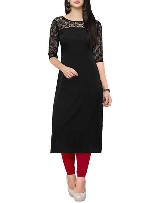 lace yoke straight kurta - 16140794 - Very Small Image - 1