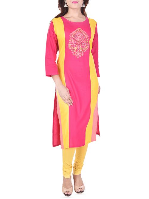 contrast straight kurta - 16141754 - Very Small Image - 1