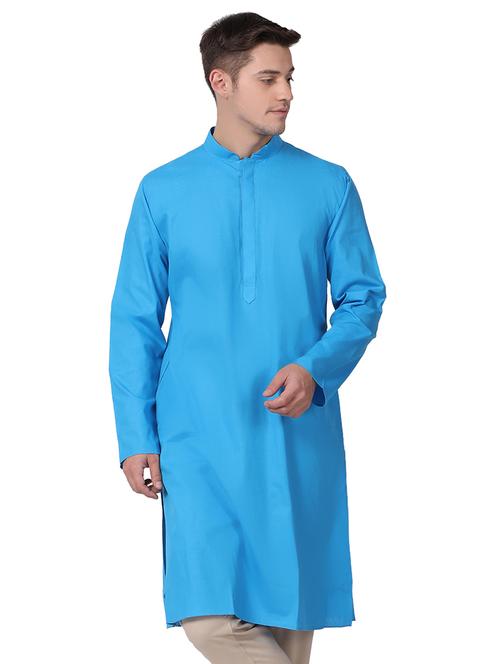 blue cotton long kurta - 16141789 - Very Small Image - 1