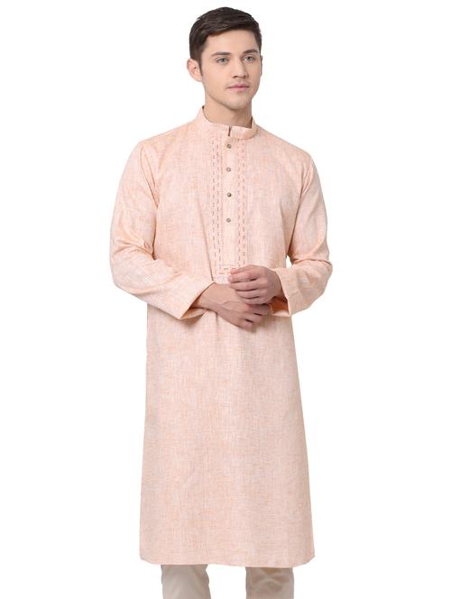 orange khadi long kurta - 16141810 - Very Small Image - 1