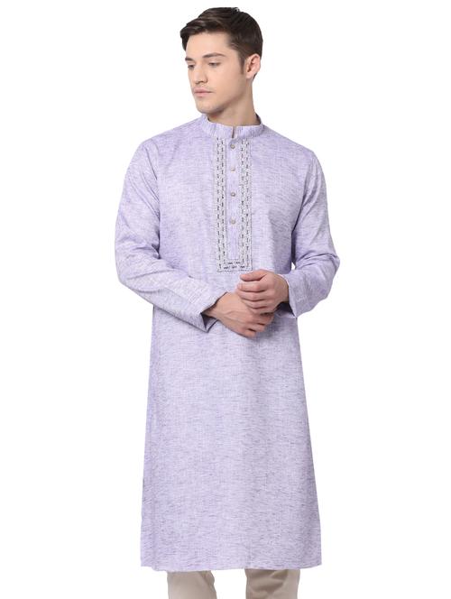 purple khadi long kurta - 16141812 - Very Small Image - 1