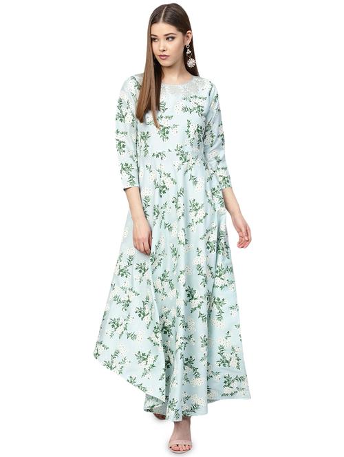 flora flared ethnic dress - 16141850 - Very Small Image - 1