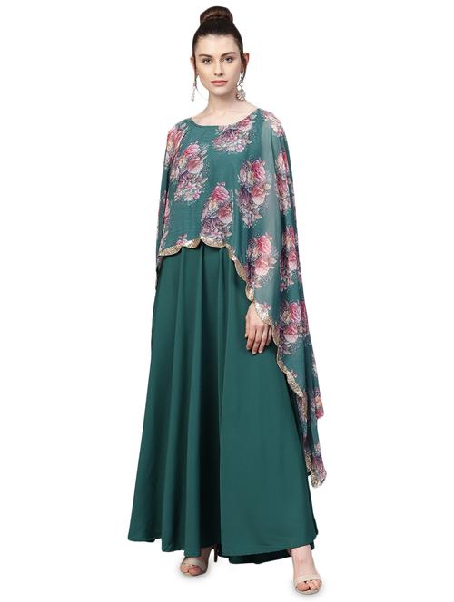 floral drape cape layered kurta - 16141851 - Very Small Image - 1