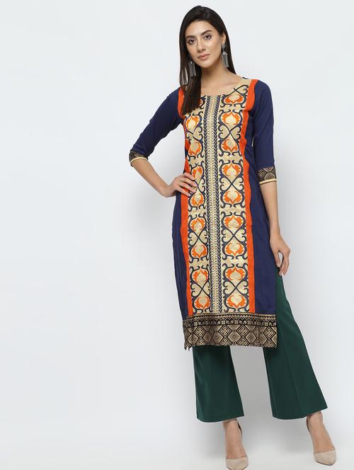 embroidered straight kurta - 16141907 - Very Small Image - 1