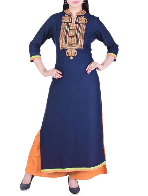 embroidered straight kurta - 16142146 - Very Small Image - 1