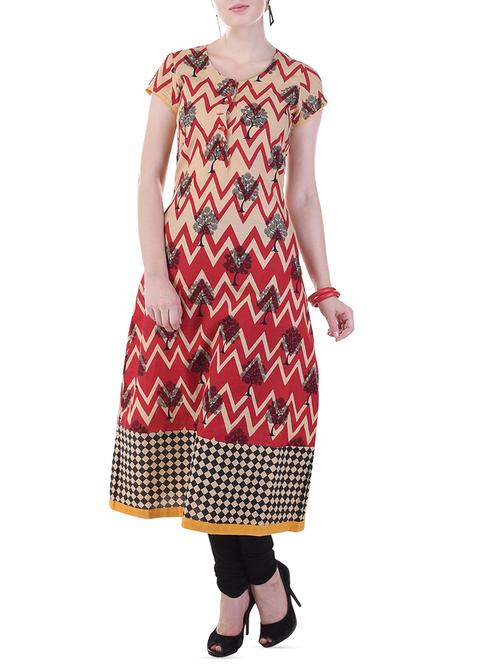 chevron printed straight kurta - 16142161 - Very Small Image - 1