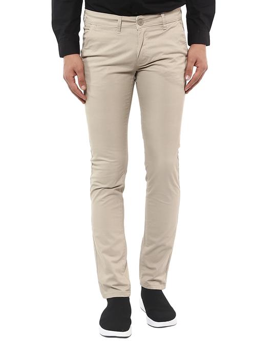 beige solid chinos - 16142205 - Very Small Image - 1