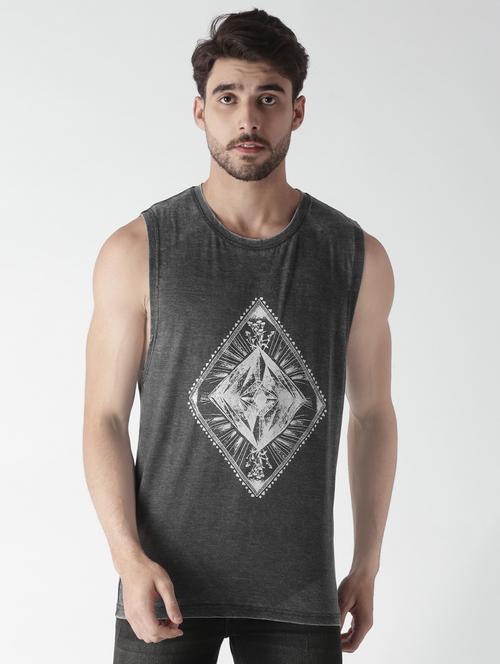 grey chest print t-shirt - 16142335 - Very Small Image - 1