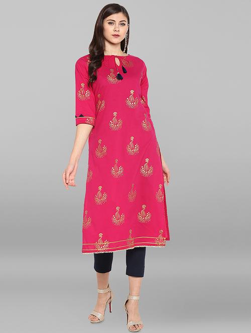 foil print kurta pant set - 16142402 - Very Small Image - 1