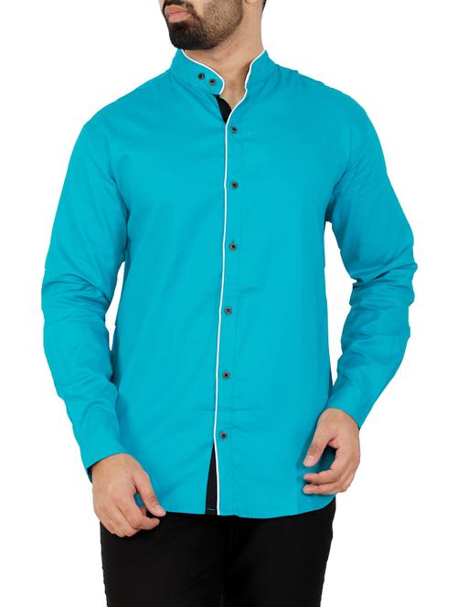 turquoise solid casual shirt - 16142533 - Very Small Image - 1