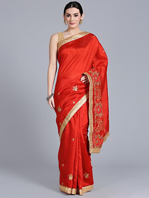 mustard silk embroidered saree with blouse - 16142986 - Very Small Image - 1