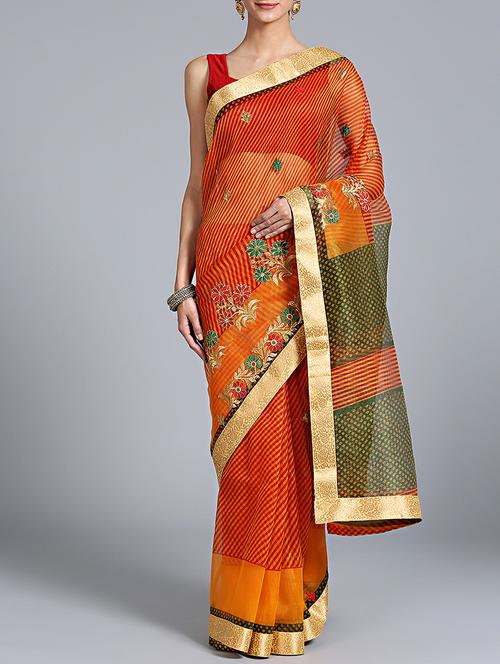 leheriya embroidered saree with blouse - 16142994 - Very Small Image - 1