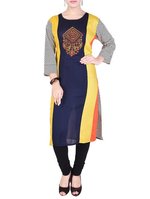embroidered straight kurta - 16143123 - Very Small Image - 1
