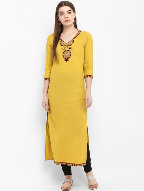 embroidered straight kurta - 16143166 - Very Small Image - 1