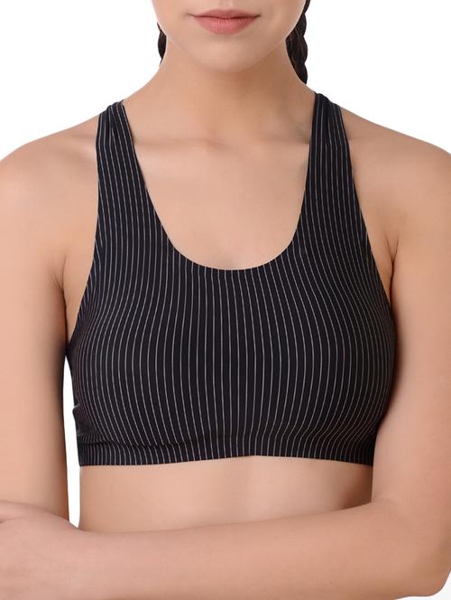 styled back striped sports bra - 16157493 - Very Small Image - 1