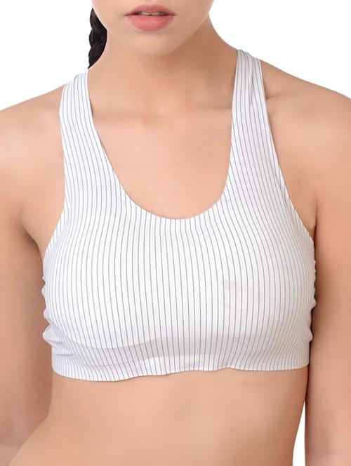 styled back striped sports bra - 16157494 - Very Small Image - 1