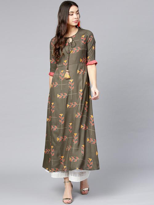 pleated a-line kurta with drawstring - 16157665 - Very Small Image - 1