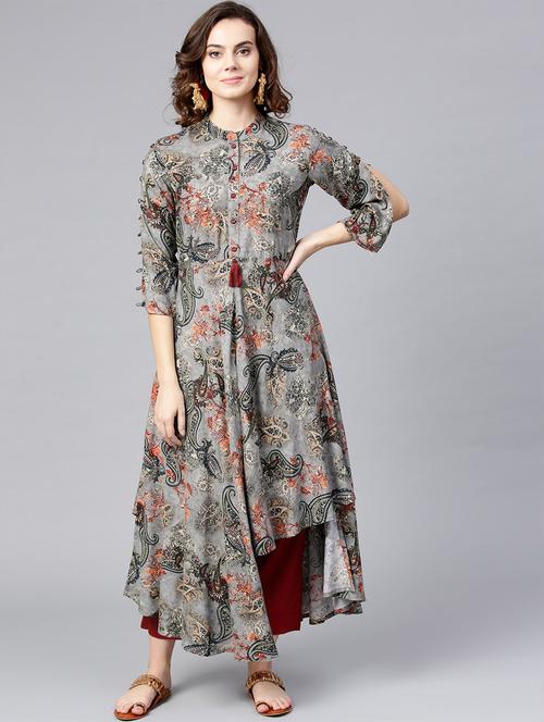 paisley asymmetric kurta - 16157670 - Very Small Image - 1