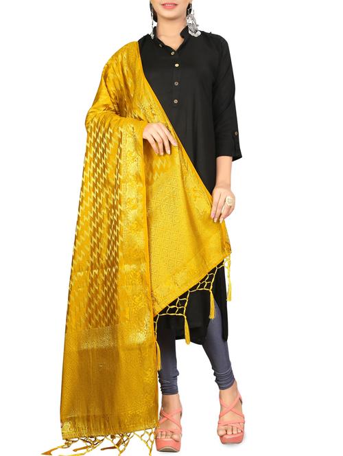 yellow silk dupatta - 16158109 - Very Small Image - 1