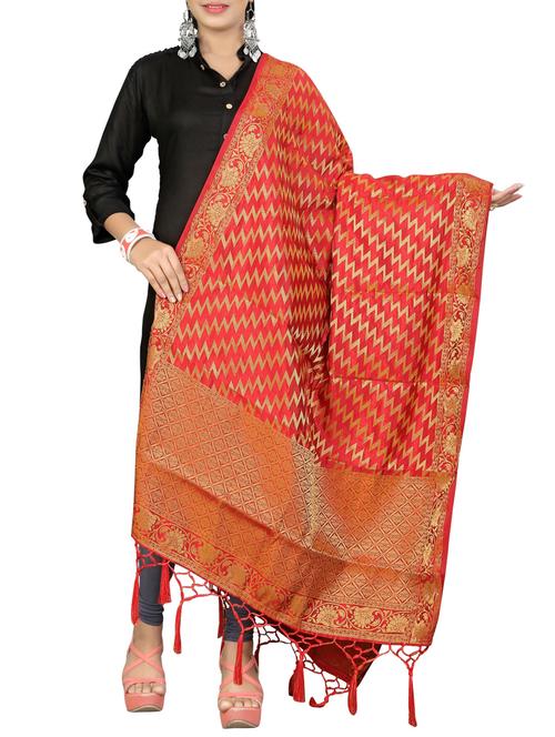 red silk dupatta - 16158111 - Very Small Image - 1