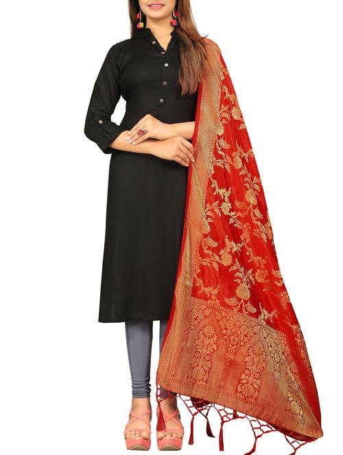 red silk dupatta - 16158113 - Very Small Image - 1