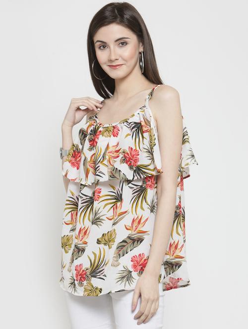 ruffled overlay tropical top - 16158294 - Very Small Image - 1