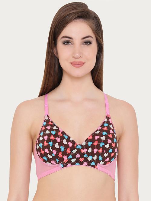 heart print lace detail bra - 16158589 - Very Small Image - 1