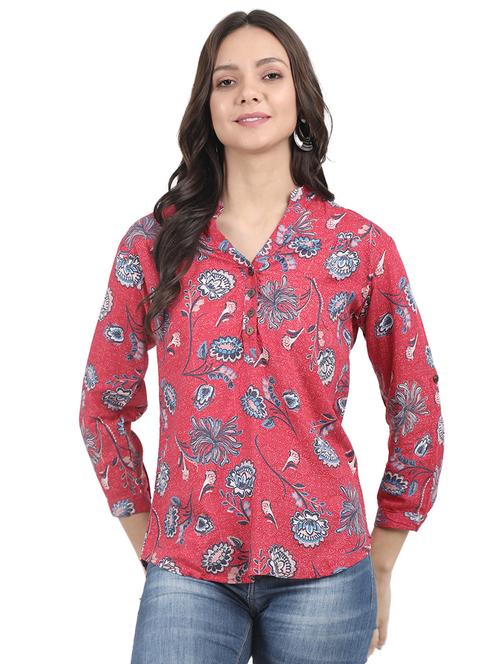 mandarin neck floral tunic - 16159052 - Very Small Image - 1