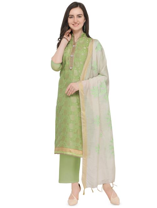 zari motifs unstitched palazzo suit - 16159331 - Very Small Image - 1