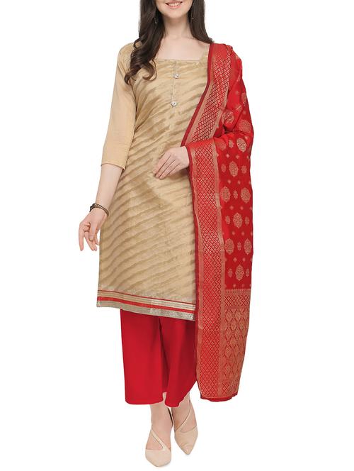 zari motifs unstitched palazzo suit - 16159336 - Very Small Image - 1