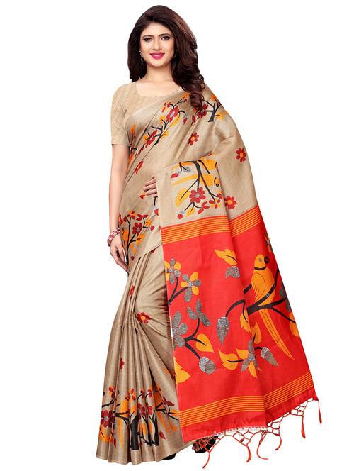 conversational printed saree with blouse - 16161307 - Very Small Image - 1
