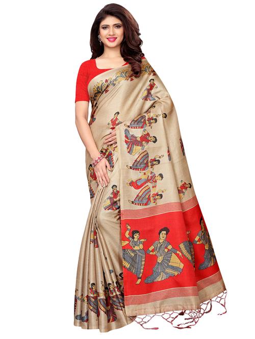conversational printed saree with blouse - 16161344 - Very Small Image - 1