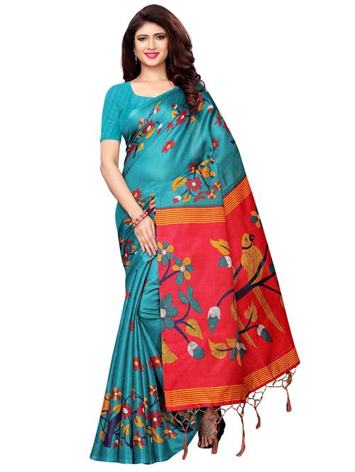 conversational printed saree with blouse - 16162460 - Very Small Image - 1