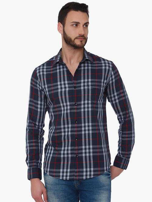 grey checkered casual shirt - 16165099 - Very Small Image - 1
