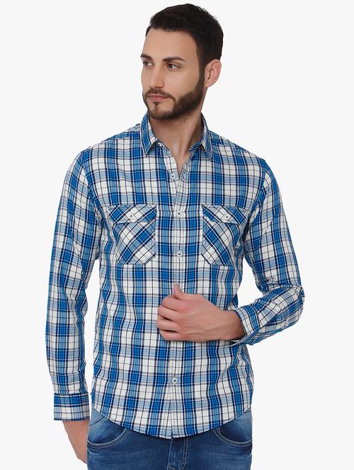 blue checkered casual shirt - 16165115 - Very Small Image - 1