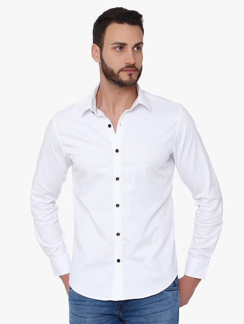 white solid casual shirt - 16165159 - Very Small Image - 1
