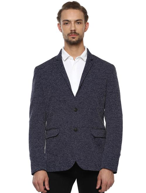 blue polyester single breasted casual blazer - 16165189 - Very Small Image - 1