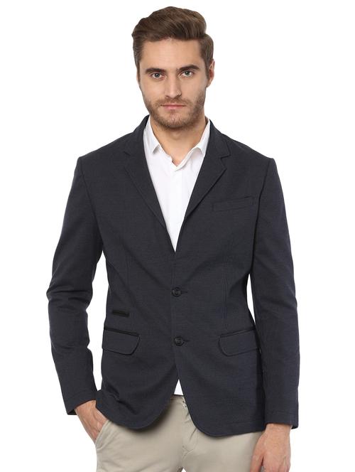 grey cotton single breasted casual blazer - 16165196 - Very Small Image - 1