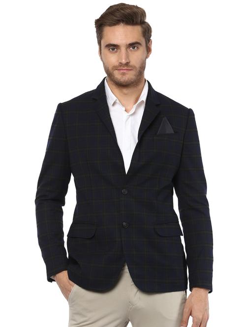 blue polyester single breasted casual blazer - 16165197 - Very Small Image - 1