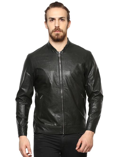green leather biker jacket - 16165205 - Very Small Image - 1