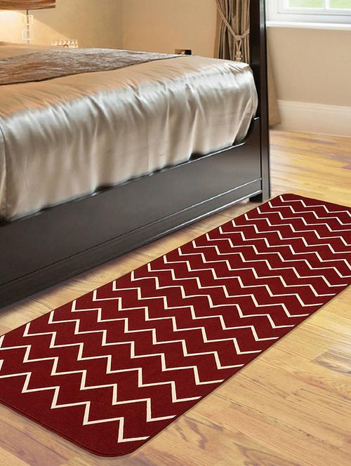 cotton multi purpose jacquard kitchen/bedside runner -70x200 cm, maroon - 16165388 - Very Small Image - 1