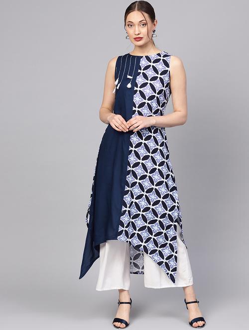 printed asymmetric kurta - 16165608 - Very Small Image - 1