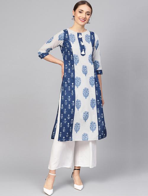 printed straight kurta with tassels - 16165636 - Very Small Image - 1