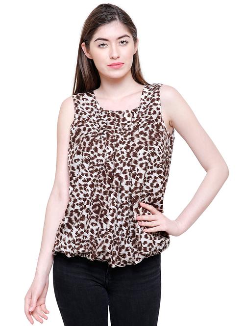animal print pleated blouson top - 16165855 - Very Small Image - 1