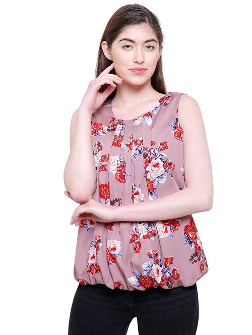 floral pleated blouson top - 16165859 - Very Small Image - 1