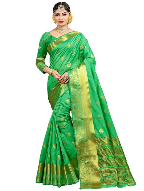conversational zari motif banarasi saree with blouse - 16165905 - Very Small Image - 1