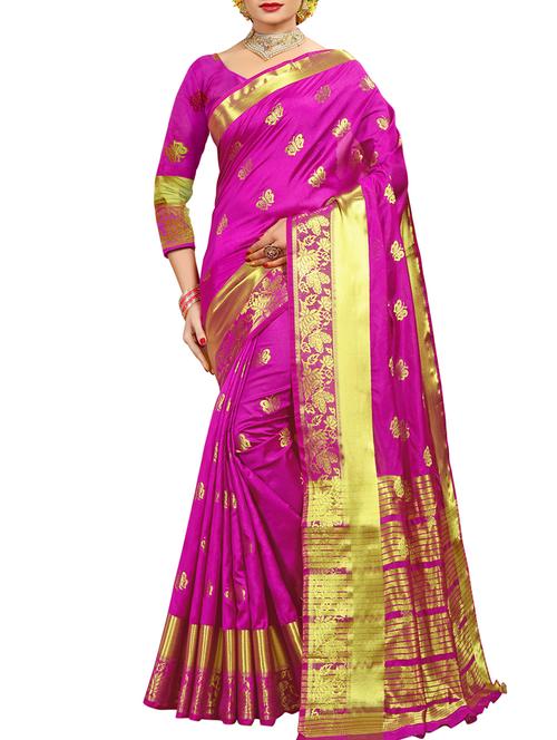 conversational zari motif banarasi saree with blouse - 16165907 - Very Small Image - 1
